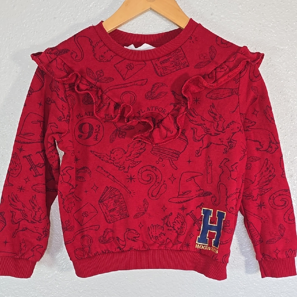 Harry Potter By H&M Red Hogwarts Ruffle Sweatshirt